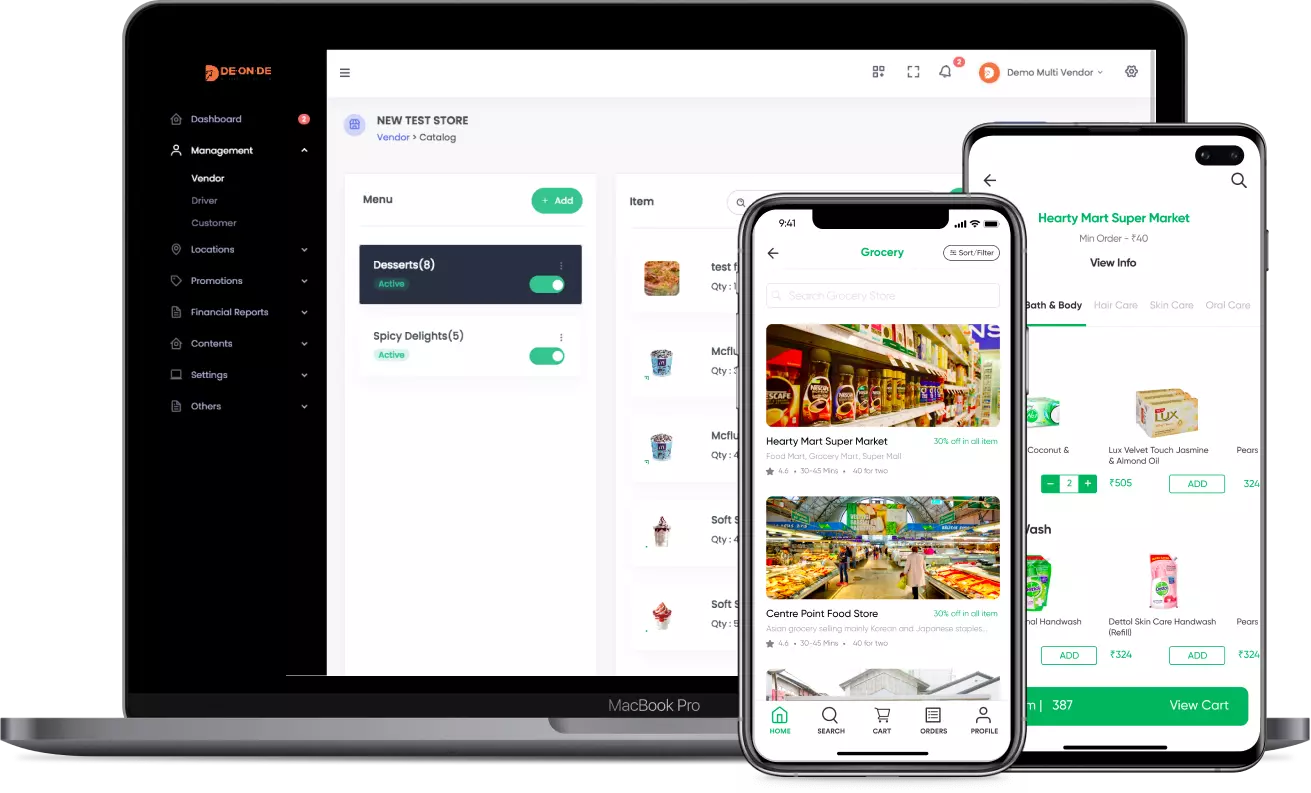 Online grocery ordering & delivery software app interface