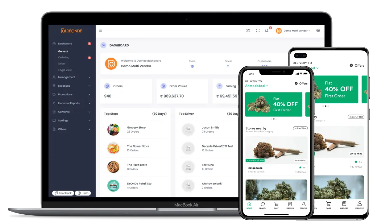 Online Cannabis ordering & delivery software app interface
